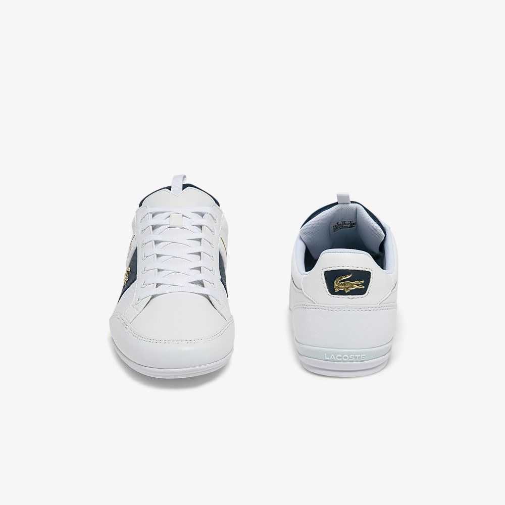 White/White Lacoste Chaymon Leather and Carbon Fiber Sneakers | ZBXFUL-847