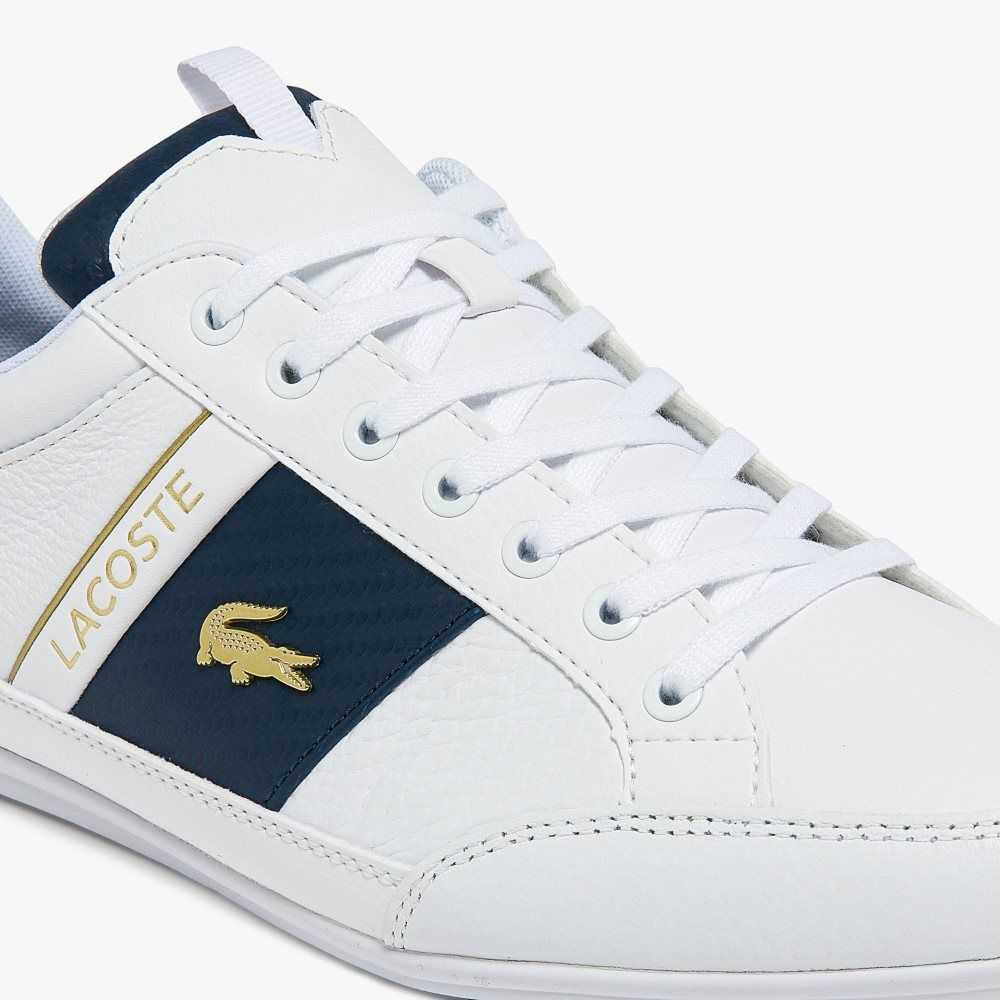 White/White Lacoste Chaymon Leather and Carbon Fiber Sneakers | ZBXFUL-847