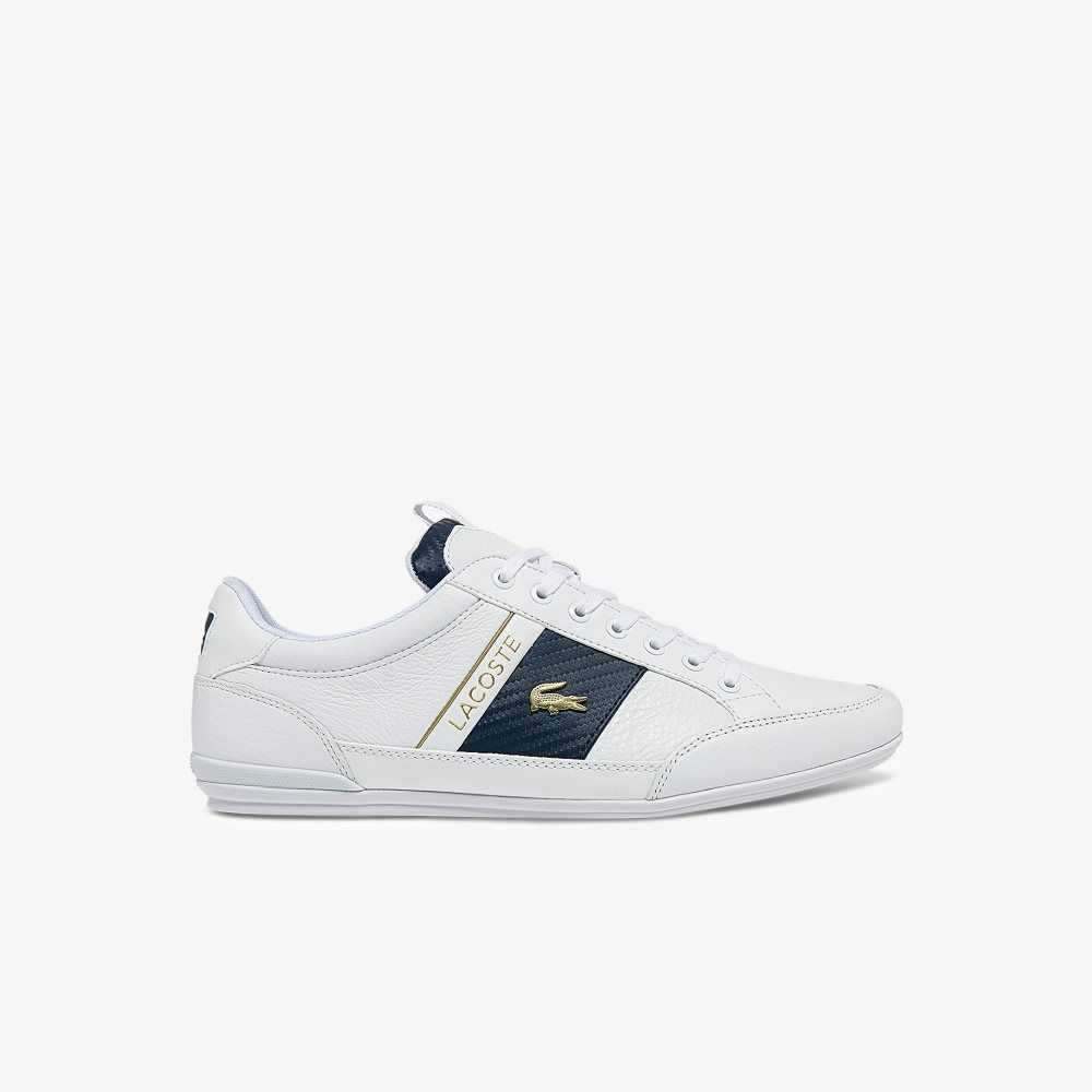 White/White Lacoste Chaymon Leather and Carbon Fiber Sneakers | ZBXFUL-847