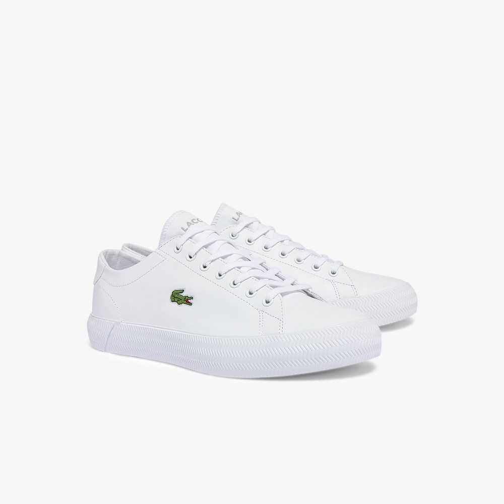 White/White Lacoste Gripshot Leather Sneakers | YVWQTM-341