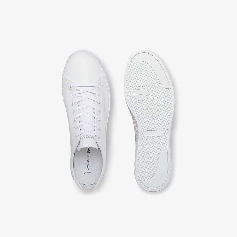 White/White Lacoste Gripshot Leather Sneakers | YVWQTM-341