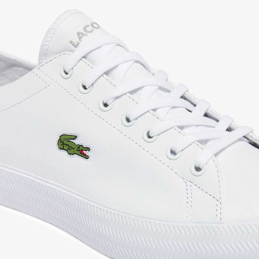 White/White Lacoste Gripshot Leather Sneakers | YVWQTM-341