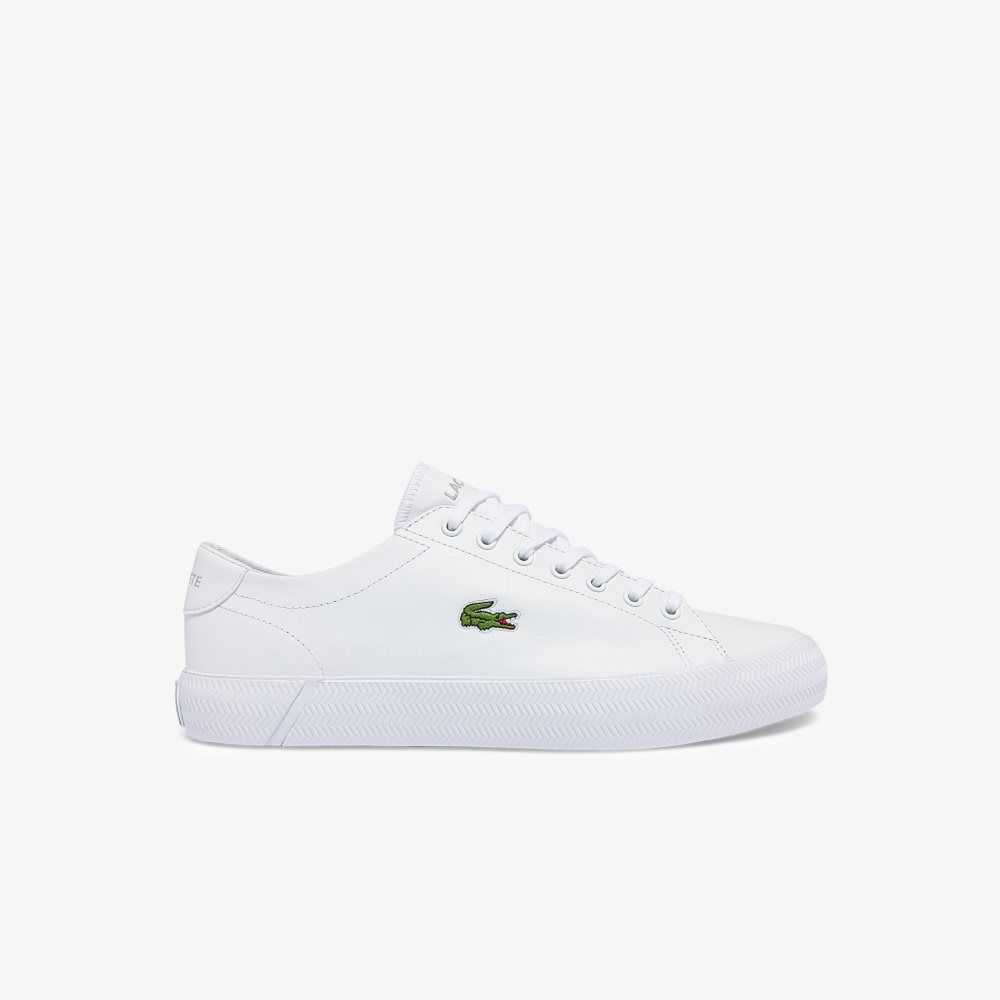 White/White Lacoste Gripshot Leather Sneakers | YVWQTM-341