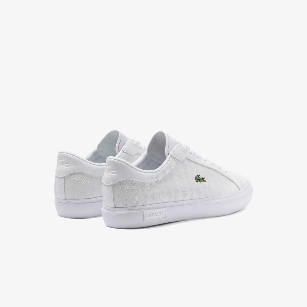 White/White Lacoste Powercourt Leather Sneakers | WSLVUH-861