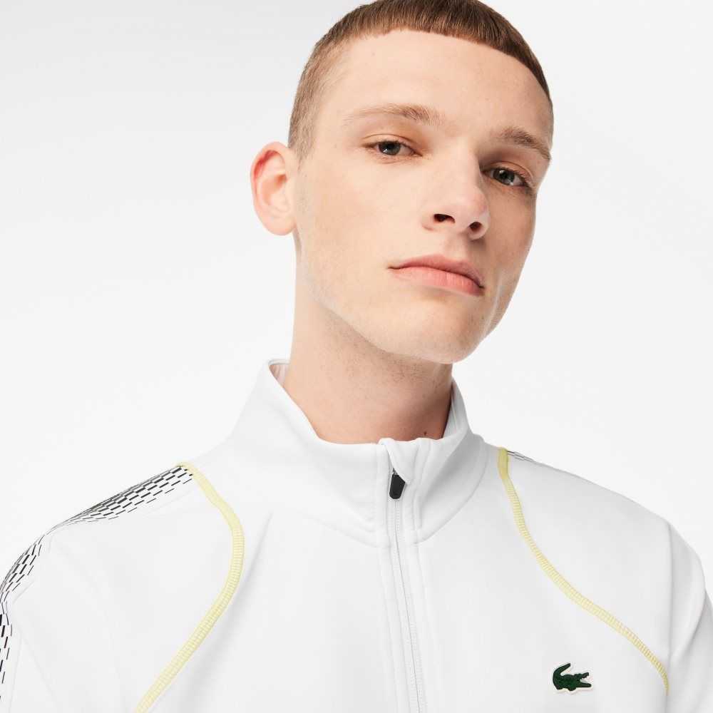 White / Yellow Lacoste Tennis x Daniil Medvedev Zipped Sweatshirt | QURFHS-742