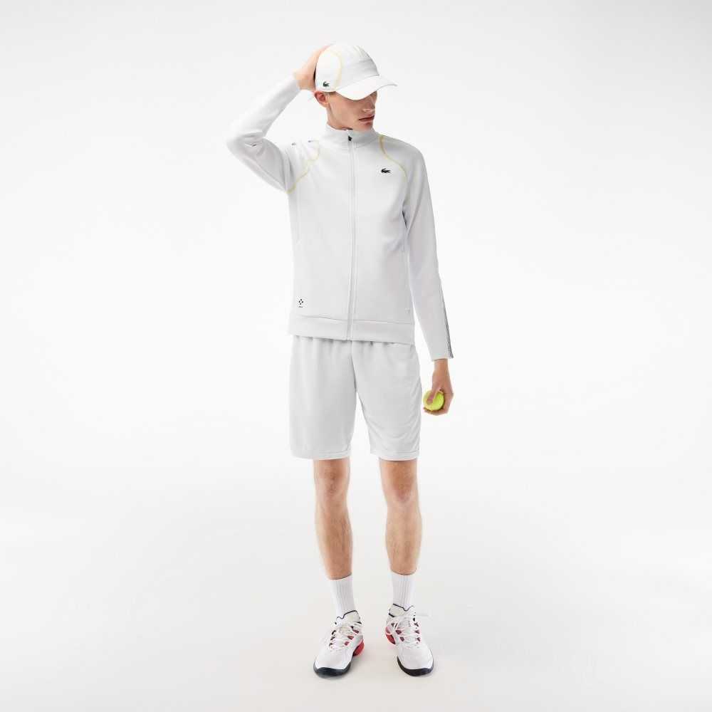 White / Yellow Lacoste Tennis x Daniil Medvedev Zipped Sweatshirt | QURFHS-742