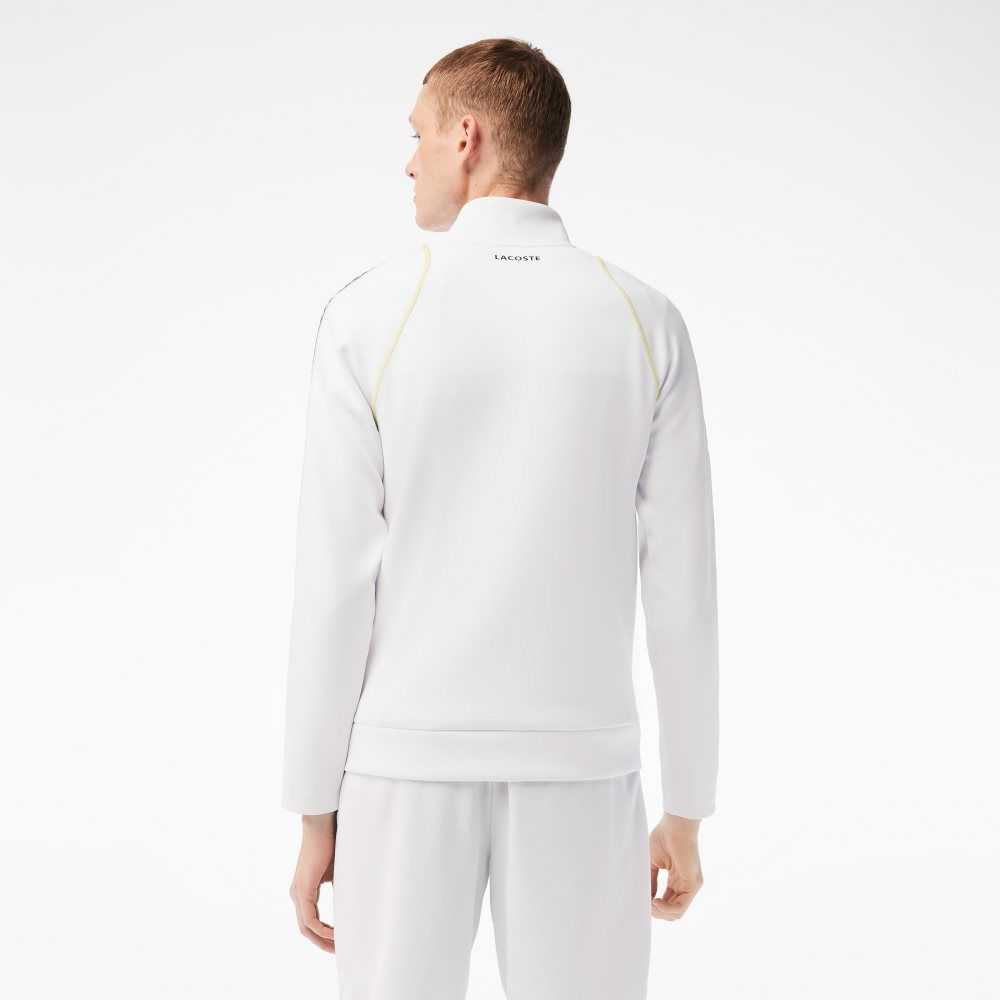 White / Yellow Lacoste Tennis x Daniil Medvedev Zipped Sweatshirt | QURFHS-742