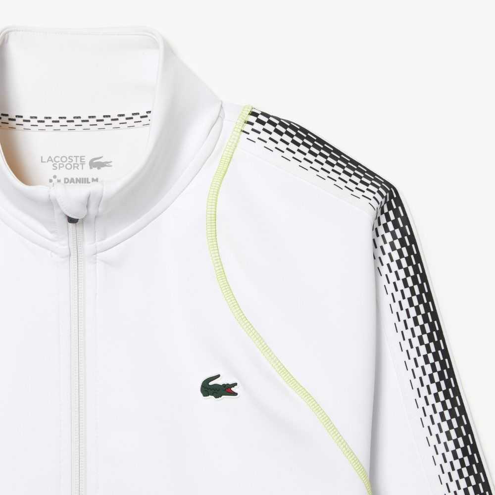 White / Yellow Lacoste Tennis x Daniil Medvedev Zipped Sweatshirt | QURFHS-742