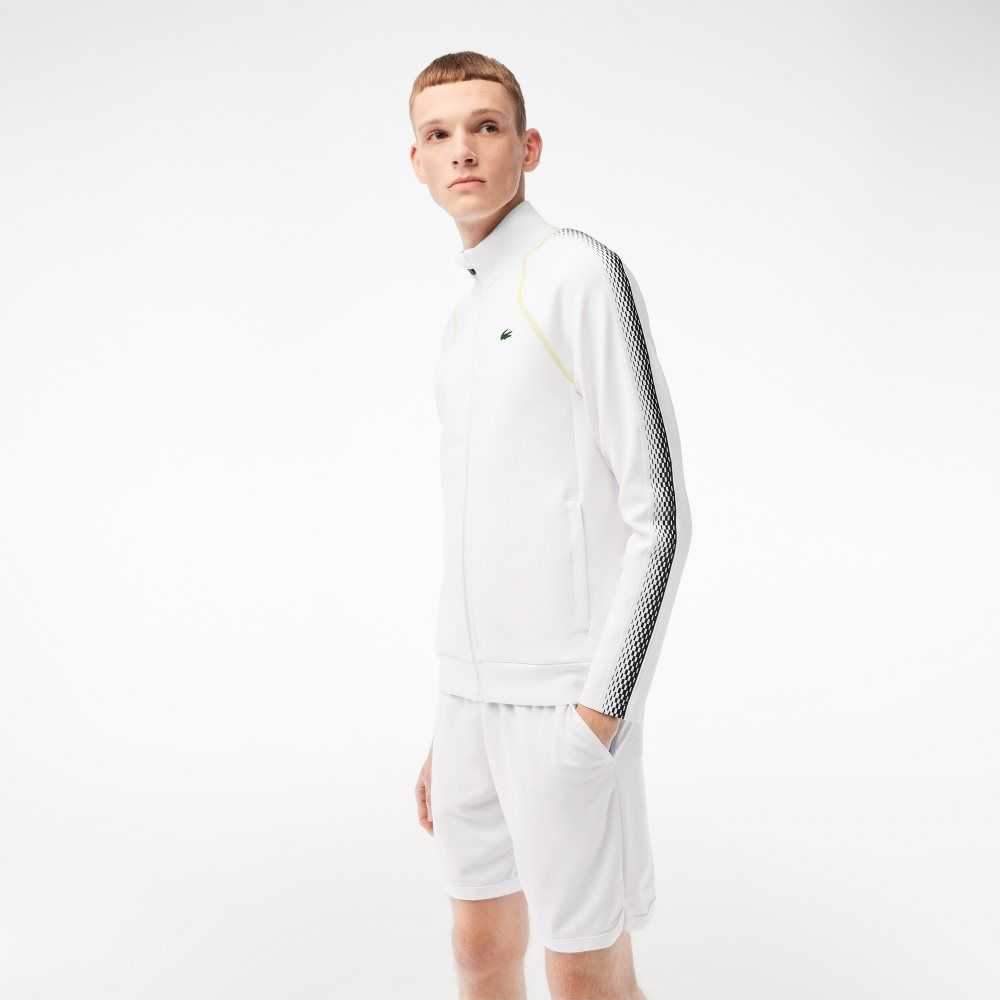 White / Yellow Lacoste Tennis x Daniil Medvedev Zipped Sweatshirt | QURFHS-742