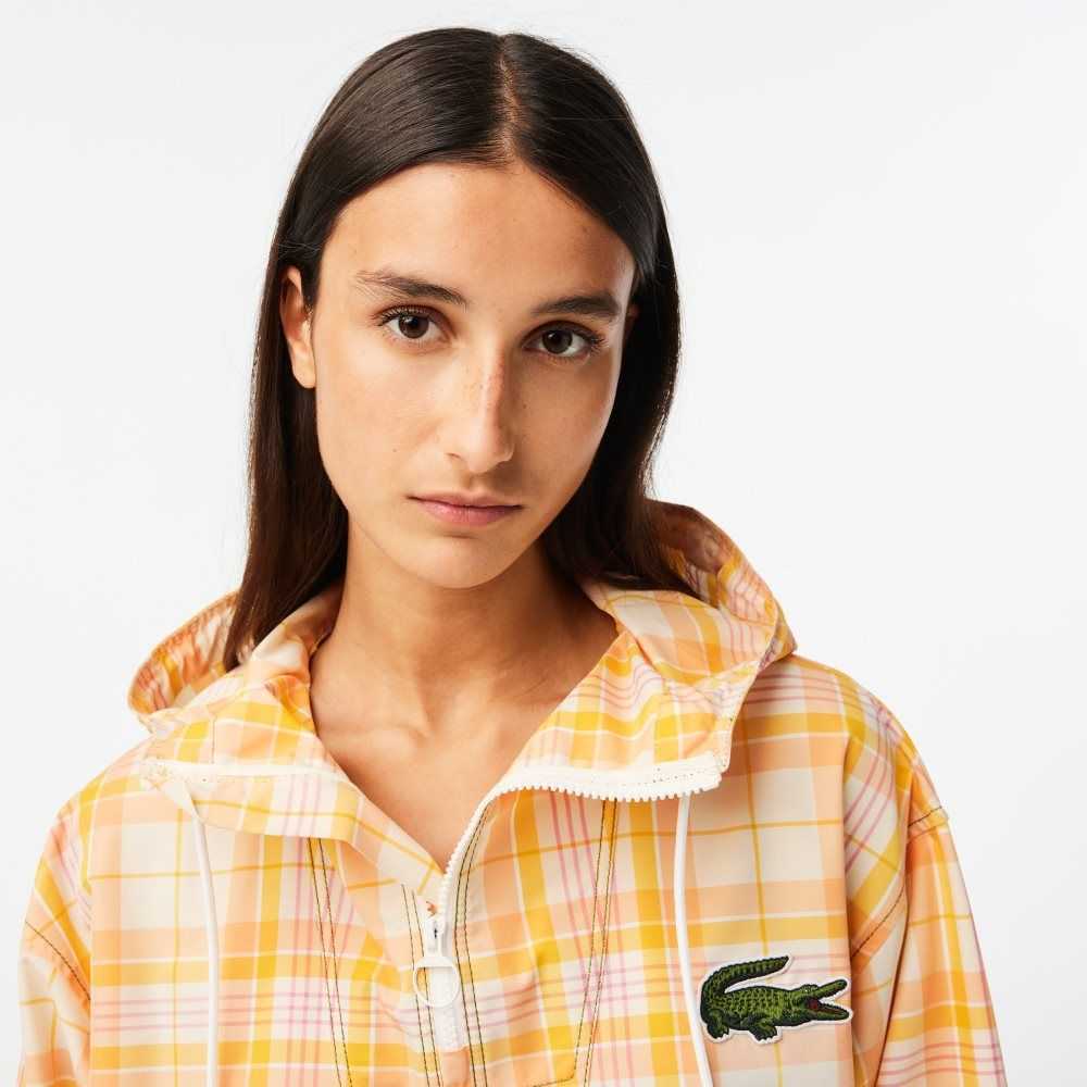 White / Yellow / Light Orange / Pink / White Lacoste Checked Pull-On Jacket | MBIYOK-930