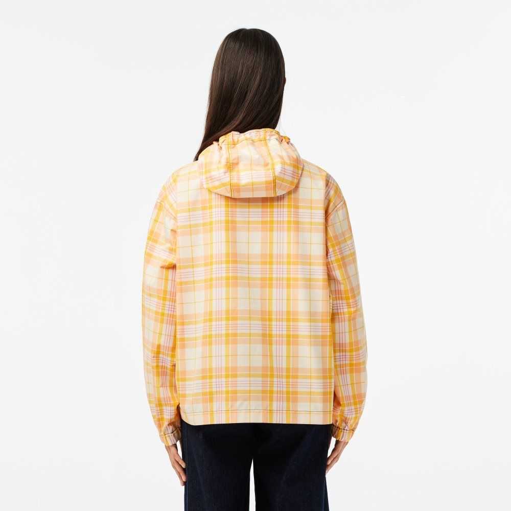 White / Yellow / Light Orange / Pink / White Lacoste Checked Pull-On Jacket | MBIYOK-930