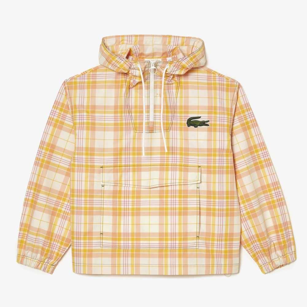 White / Yellow / Light Orange / Pink / White Lacoste Checked Pull-On Jacket | MBIYOK-930