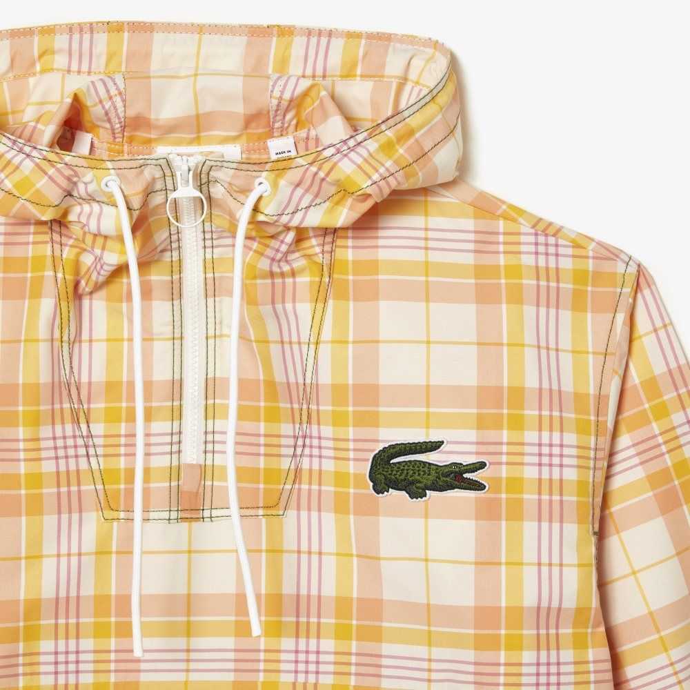 White / Yellow / Light Orange / Pink / White Lacoste Checked Pull-On Jacket | MBIYOK-930