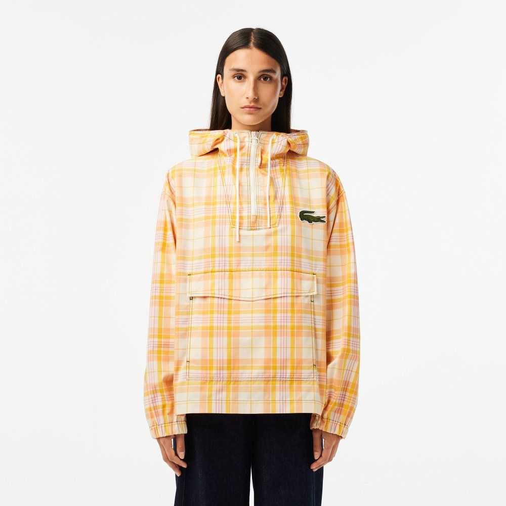 White / Yellow / Light Orange / Pink / White Lacoste Checked Pull-On Jacket | MBIYOK-930