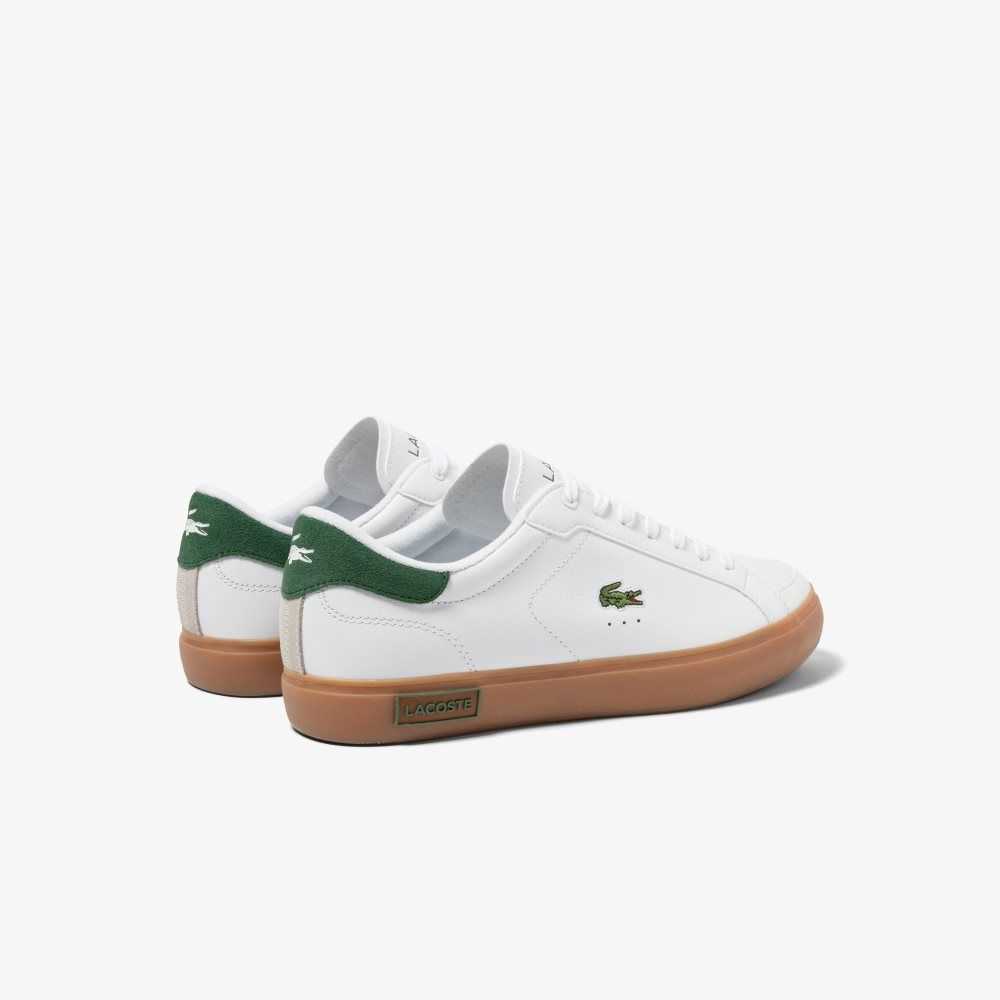 Wht/Gum Lacoste Powercourt Leather Heel Pop Sneakers | JMQFSK-098