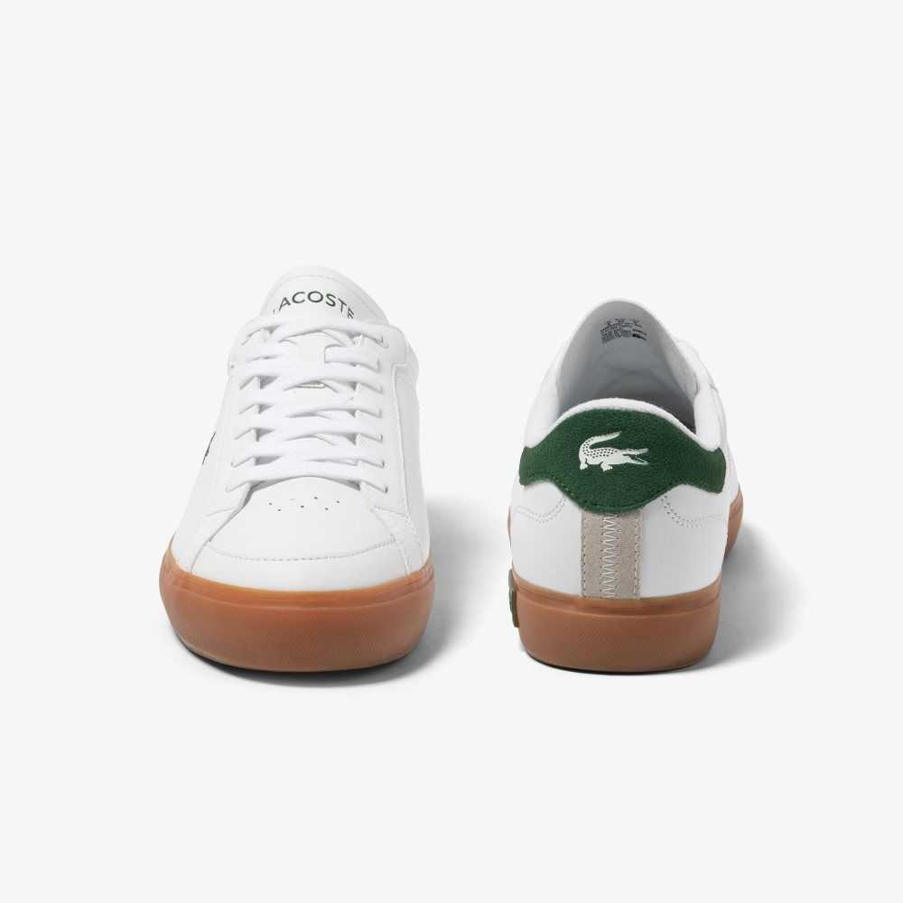 Wht/Gum Lacoste Powercourt Leather Heel Pop Sneakers | JMQFSK-098