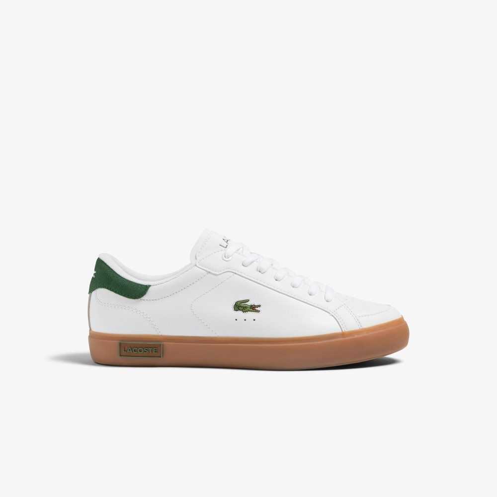 Wht/Gum Lacoste Powercourt Leather Heel Pop Sneakers | JMQFSK-098