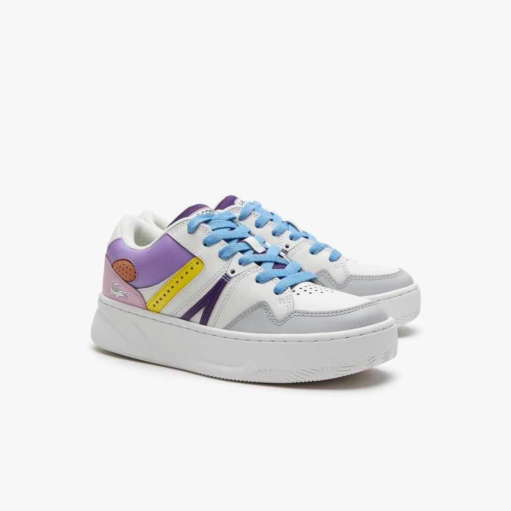 Wht/Lt Purp Lacoste L005 Leather Sneakers | KFJZYH-092