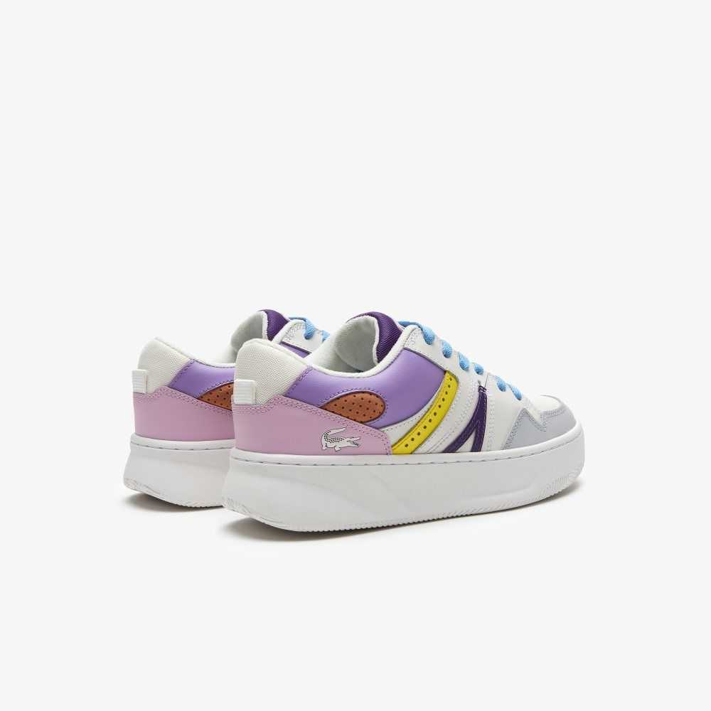 Wht/Lt Purp Lacoste L005 Leather Sneakers | KFJZYH-092