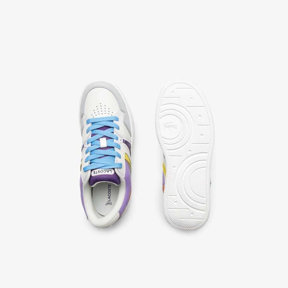 Wht/Lt Purp Lacoste L005 Leather Sneakers | KFJZYH-092