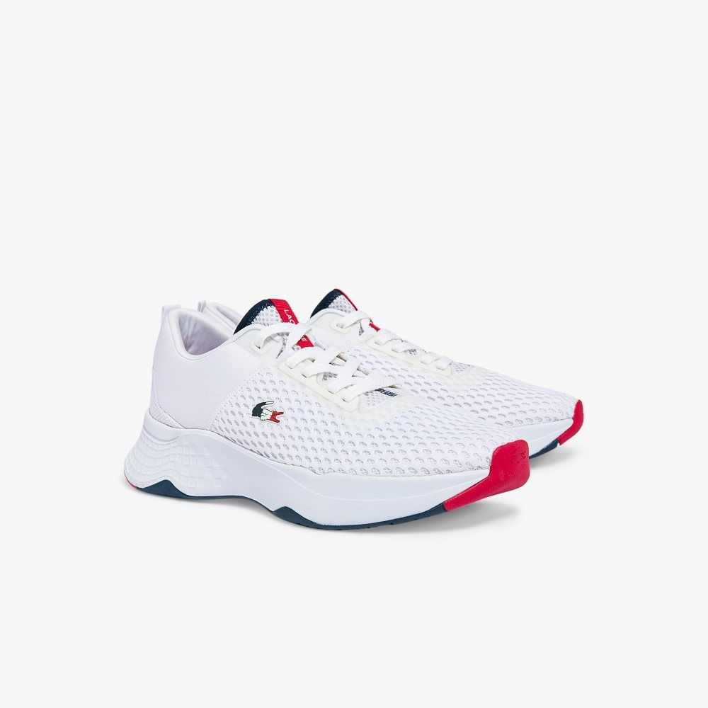 Wht/Nvy/Red Lacoste Court-Drive Textured Sneakers | WTXHJE-840