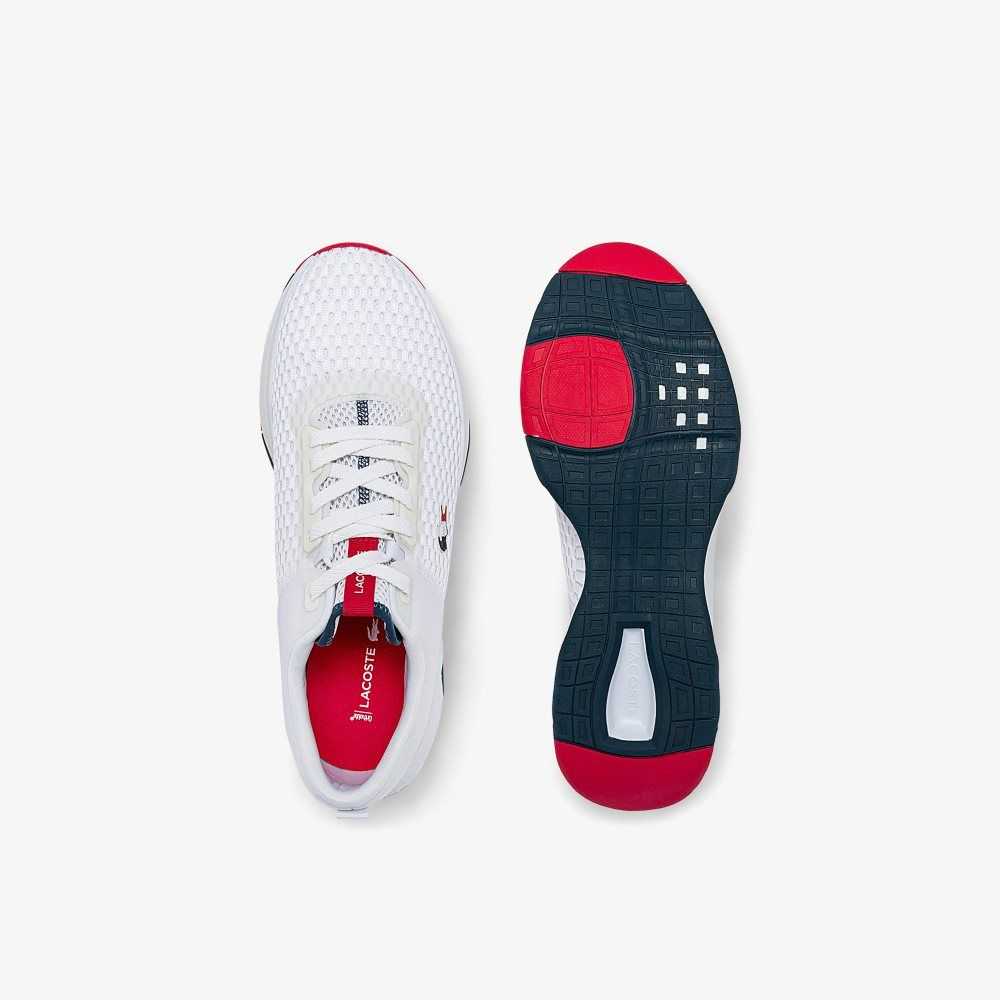 Wht/Nvy/Red Lacoste Court-Drive Textured Sneakers | WTXHJE-840