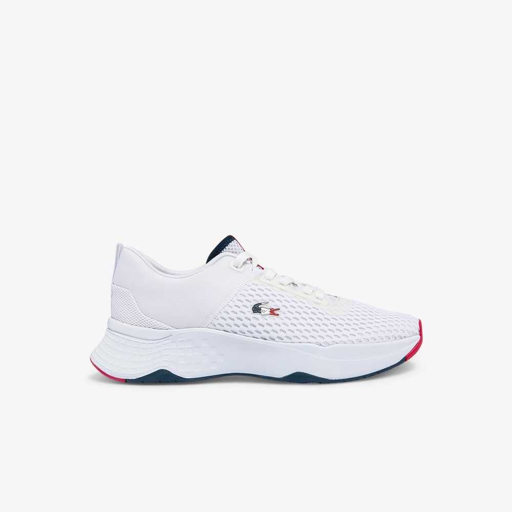 Wht/Nvy/Red Lacoste Court-Drive Textured Sneakers | WTXHJE-840