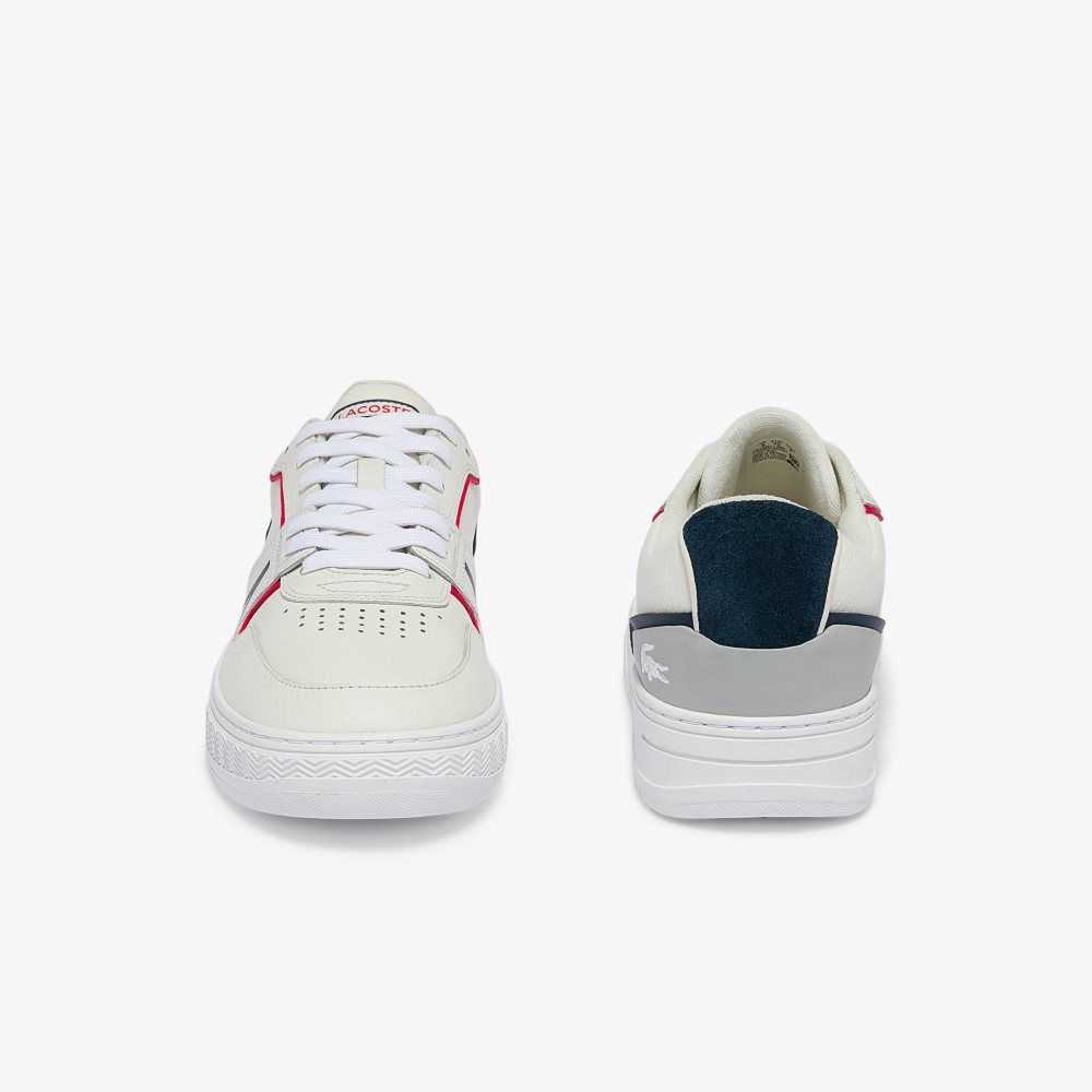 Wht/Nvy/Red Lacoste L001 Leather Sneakers | FUKYTL-891