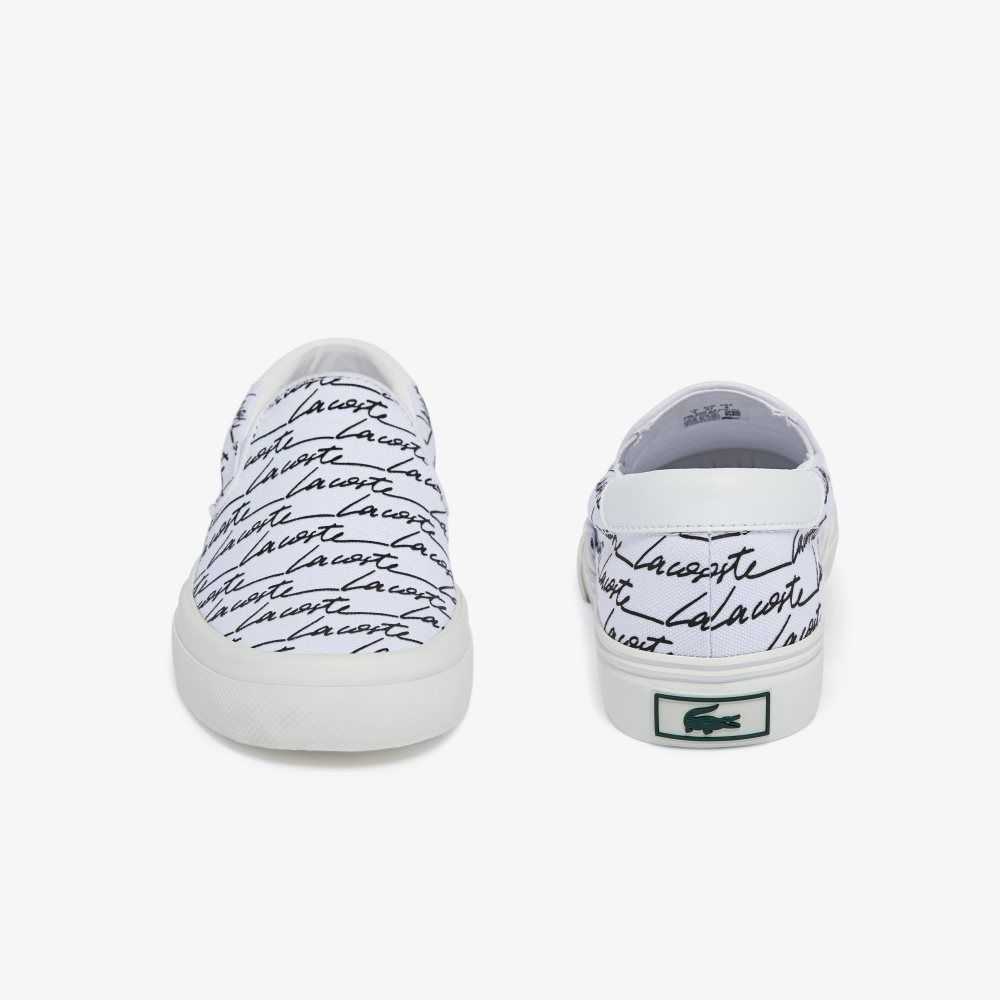 Wht/Off Wht Lacoste Jump Serve Canvas Printed Slip-On | ZPMRIE-986