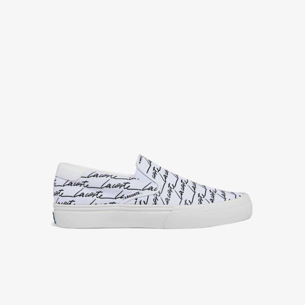 Wht/Off Wht Lacoste Jump Serve Canvas Printed Slip-On | ZPMRIE-986