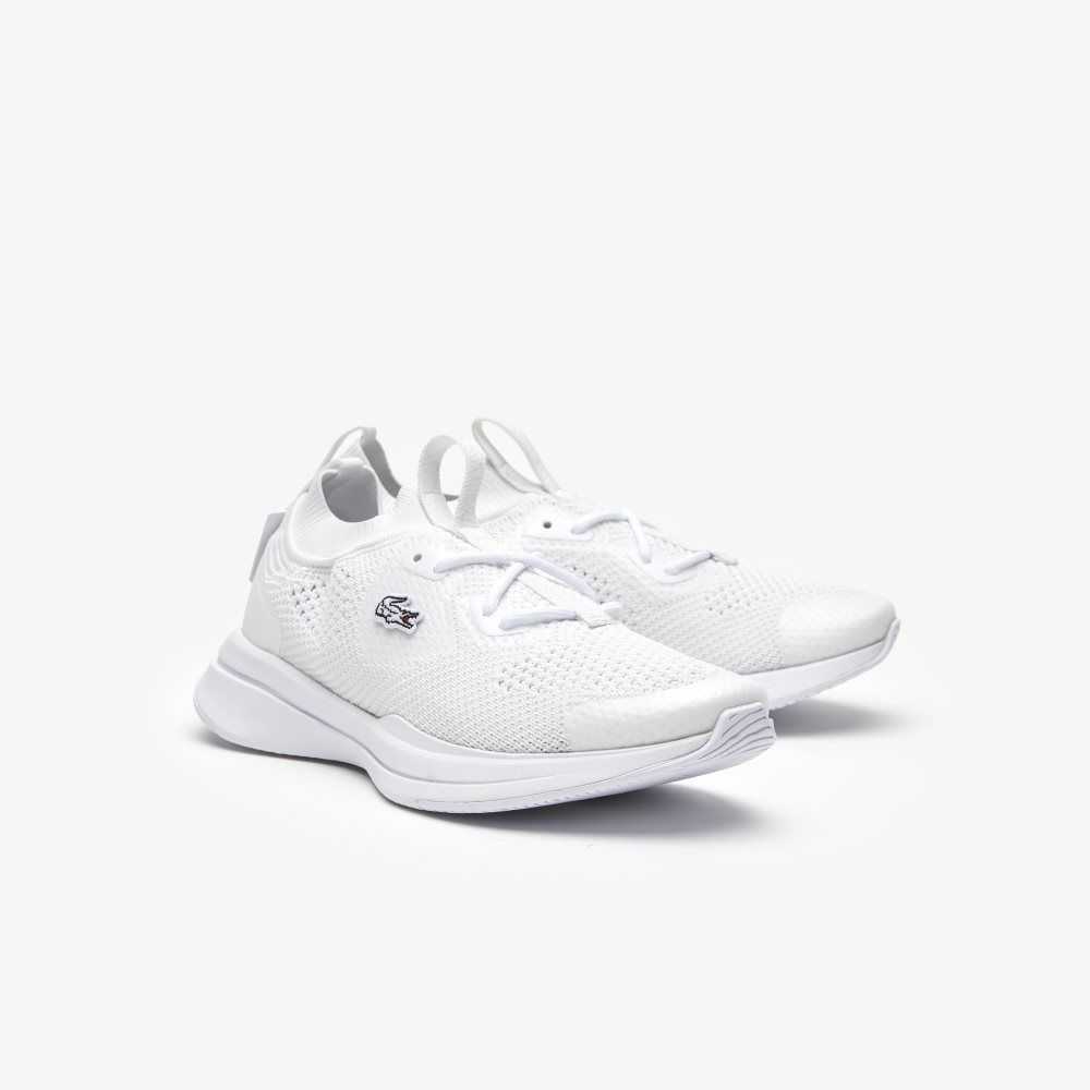 Wht/Off Wht Lacoste Run Spin Knit Sneakers | UWGTZL-834