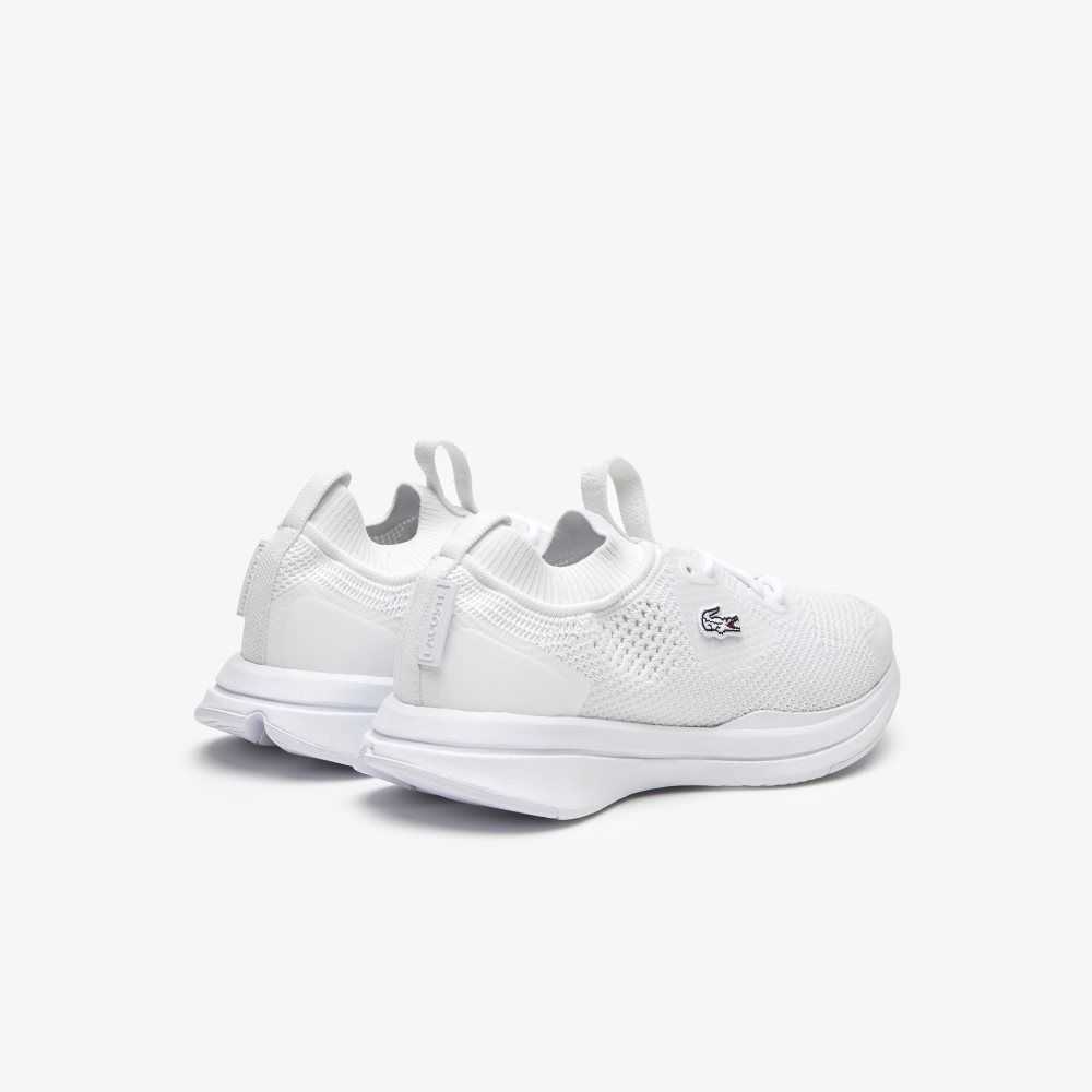 Wht/Off Wht Lacoste Run Spin Knit Sneakers | UWGTZL-834