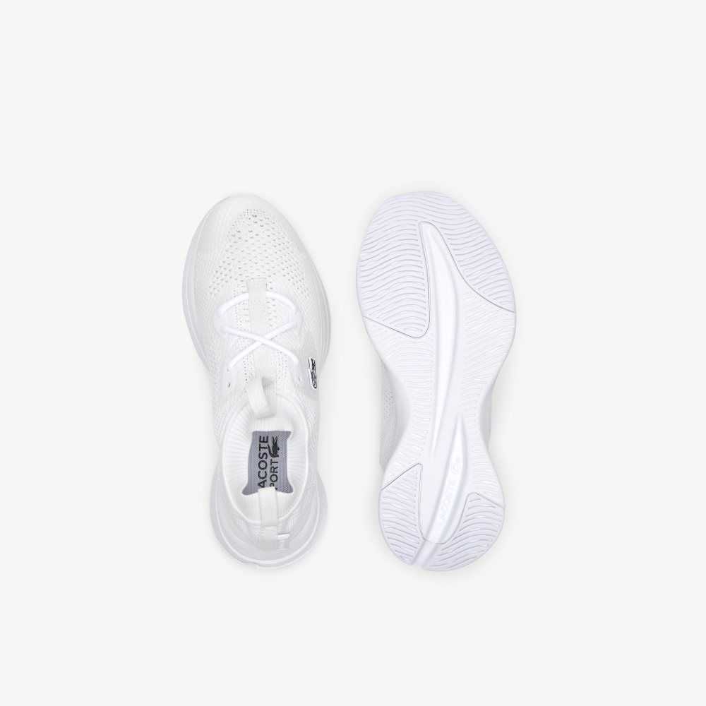 Wht/Off Wht Lacoste Run Spin Knit Sneakers | UWGTZL-834