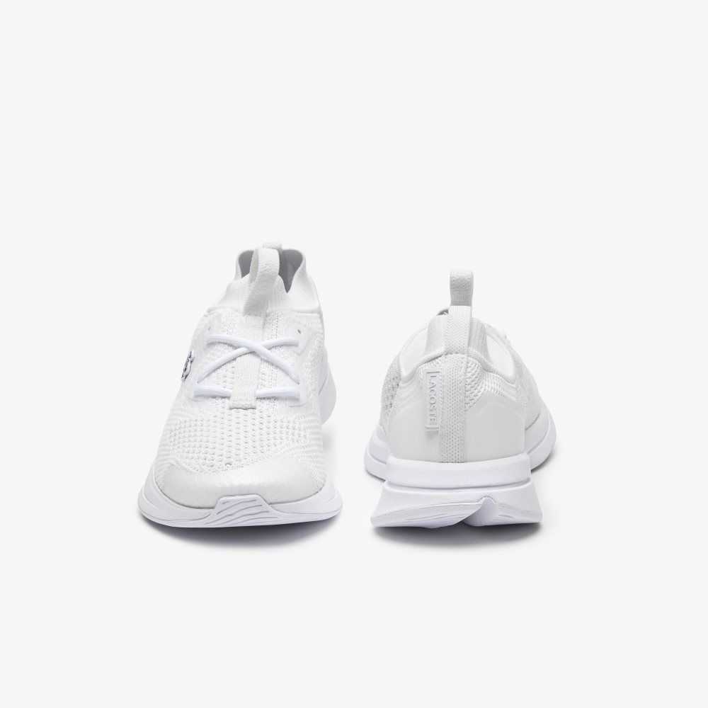 Wht/Off Wht Lacoste Run Spin Knit Sneakers | UWGTZL-834