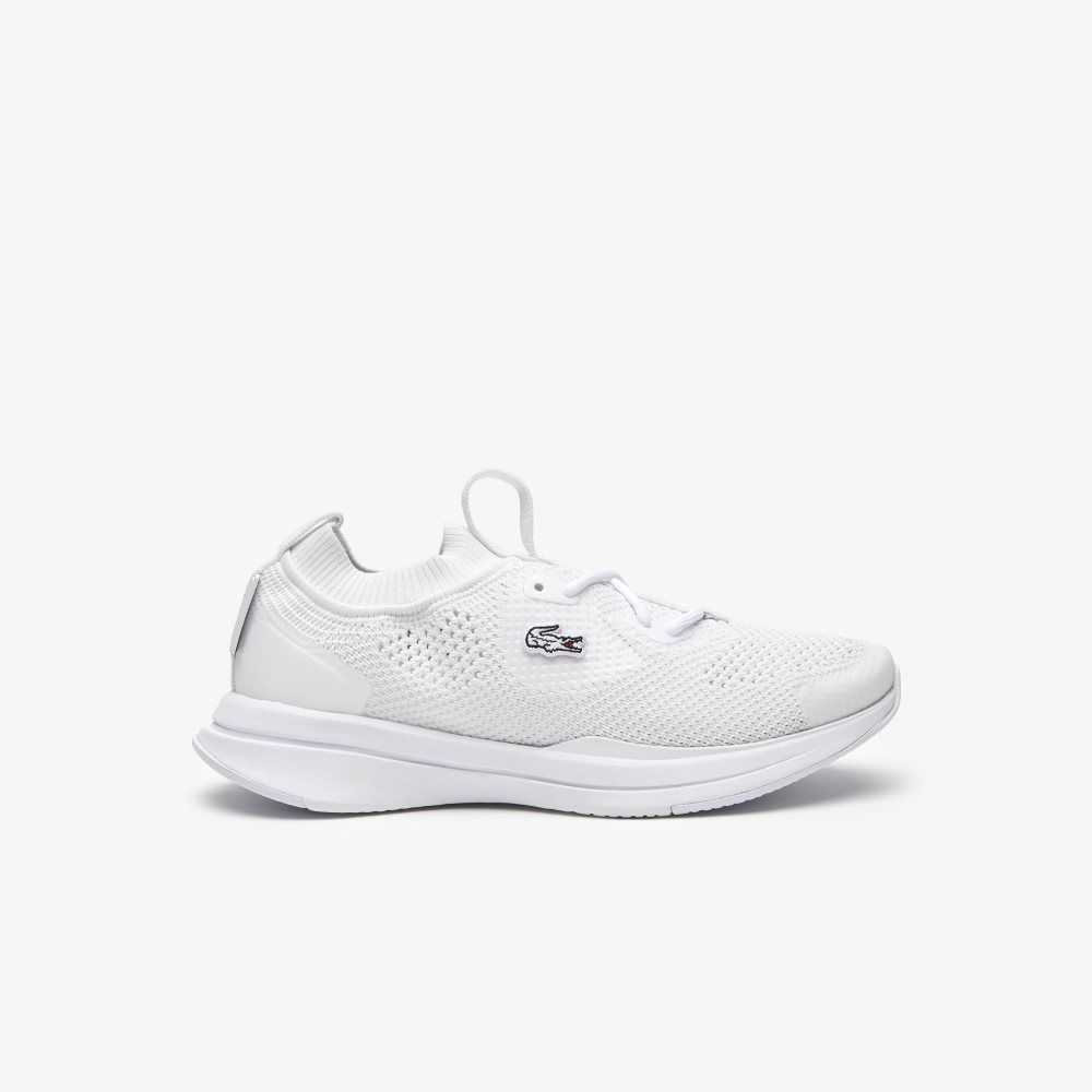 Wht/Off Wht Lacoste Run Spin Knit Sneakers | UWGTZL-834