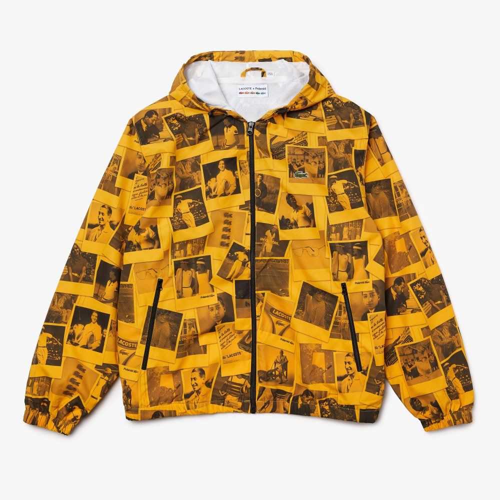 Yellow / Black Lacoste LIVE Polaroid Collaboration Jacket | WBSNJL-843