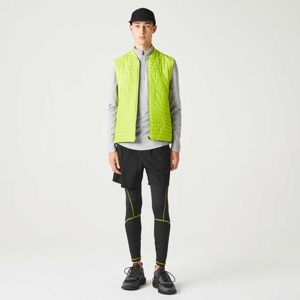 Yellow / Black Lacoste SPORT Padded Reversible Vest | URXZYH-459