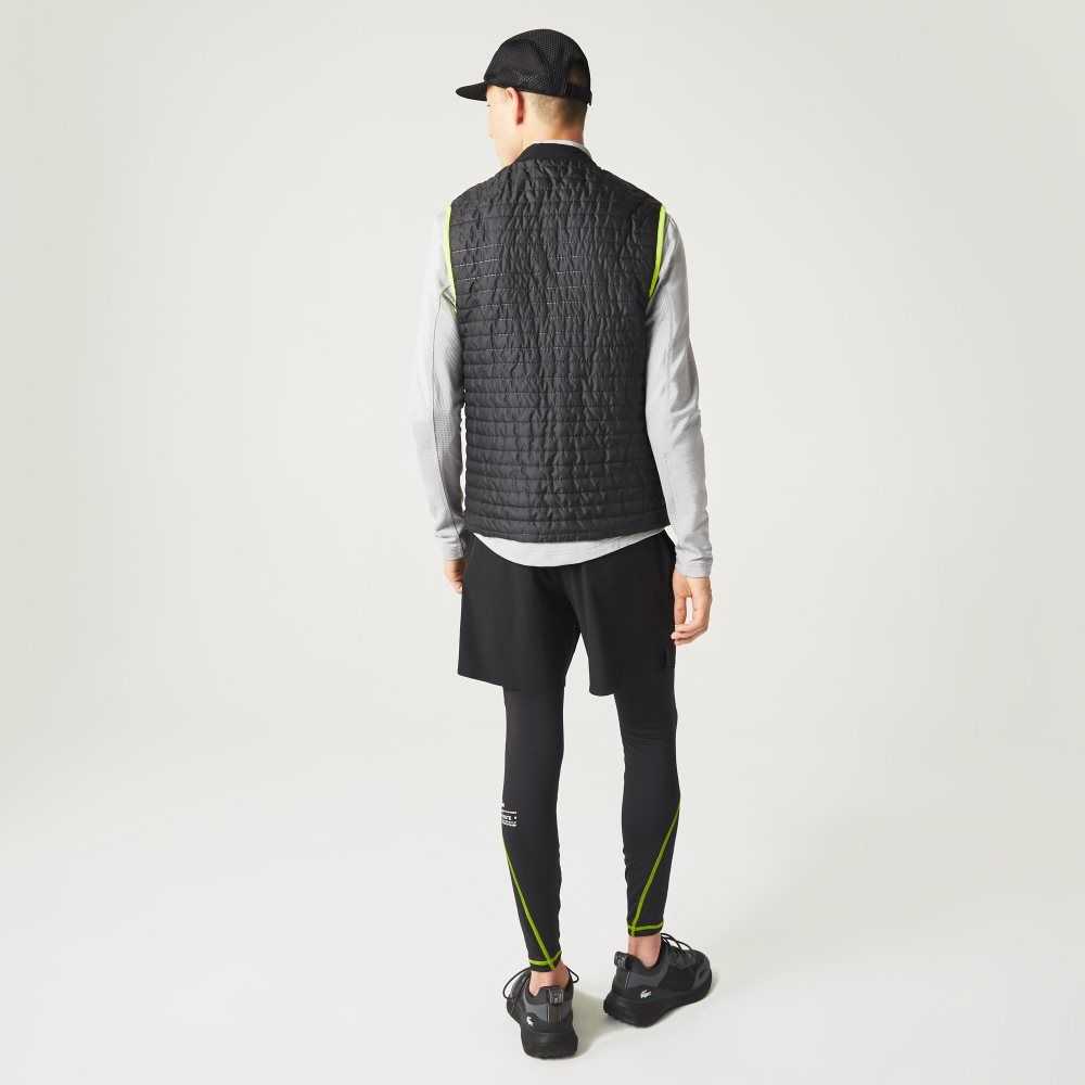 Yellow / Black Lacoste SPORT Padded Reversible Vest | URXZYH-459