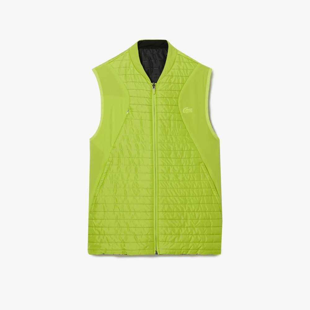 Yellow / Black Lacoste SPORT Padded Reversible Vest | URXZYH-459