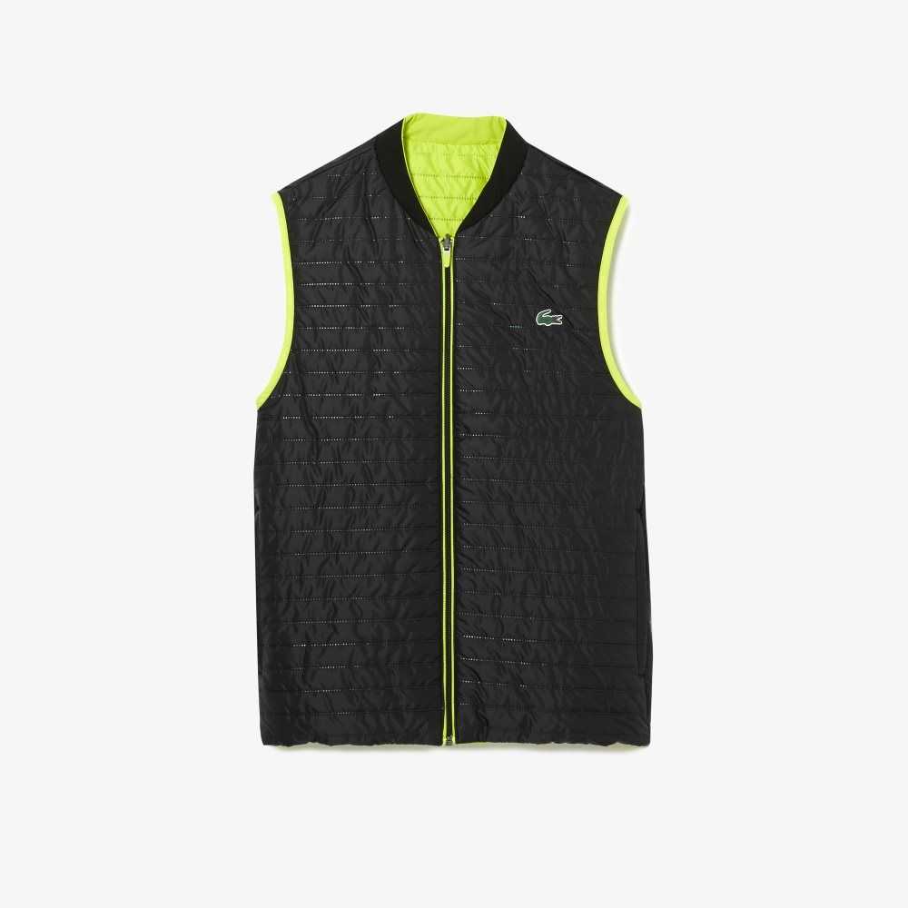 Yellow / Black Lacoste SPORT Padded Reversible Vest | URXZYH-459