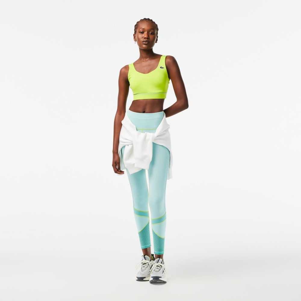 Yellow / Green Lacoste SPORT Ultra-Dry Recycled Polyester Sports Bra | RZMFTN-193