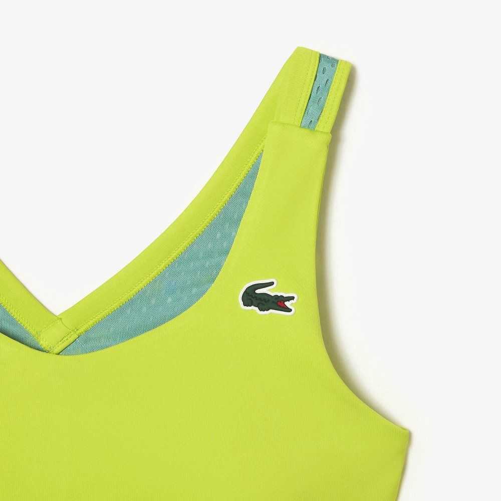 Yellow / Green Lacoste SPORT Ultra-Dry Recycled Polyester Sports Bra | RZMFTN-193