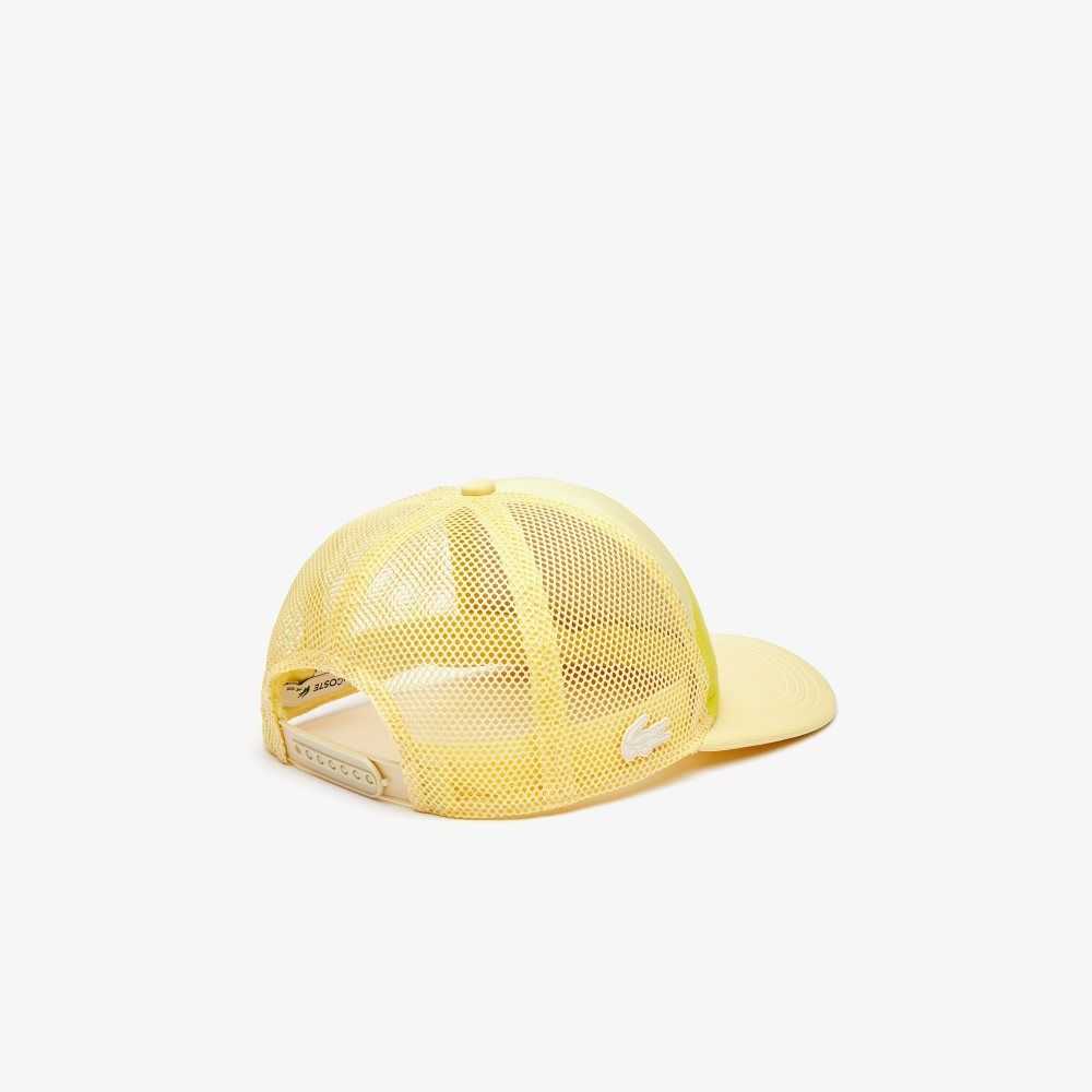 Yellow Lacoste Crocodile Print Neoprene And Mesh Cap | EKCQUW-089