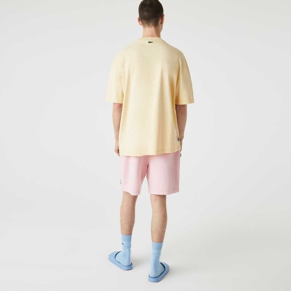 Yellow Lacoste LIVE Summer Pack Loose Fit Flecked Cotton T-Shirt | CYBMUF-892