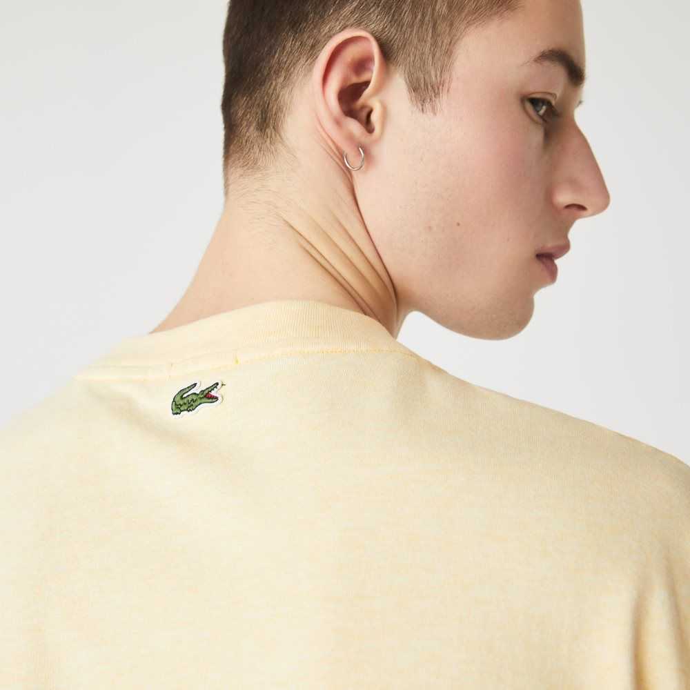 Yellow Lacoste LIVE Summer Pack Loose Fit Flecked Cotton T-Shirt | CYBMUF-892