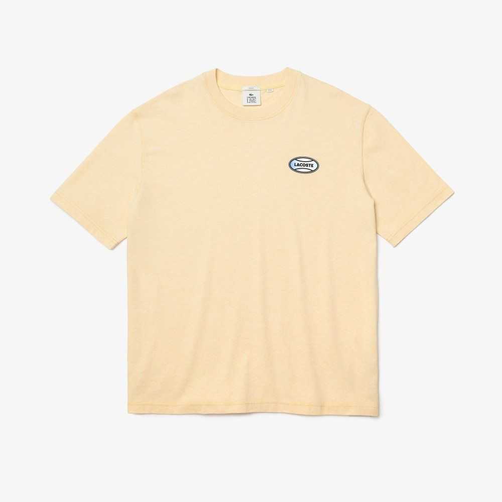 Yellow Lacoste LIVE Summer Pack Loose Fit Flecked Cotton T-Shirt | CYBMUF-892