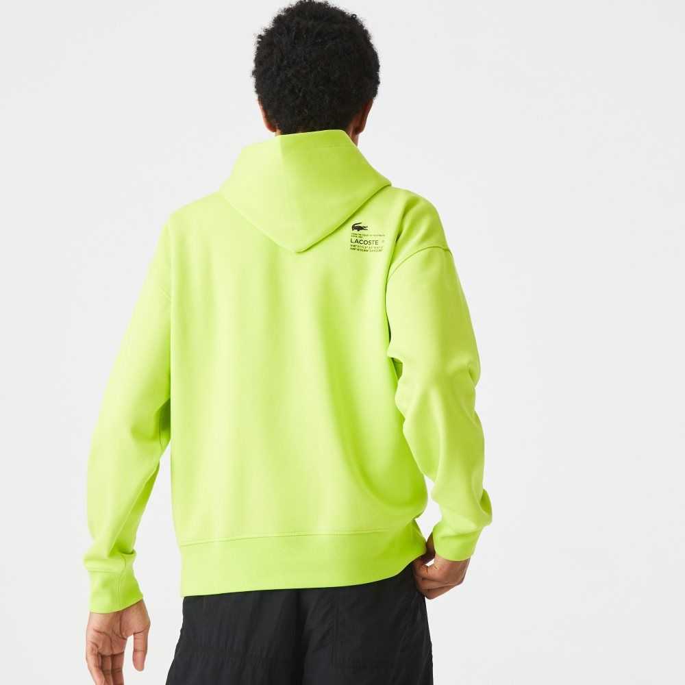 Yellow Lacoste Loose Fit Hooded Sweatshirt | KGDRZI-708