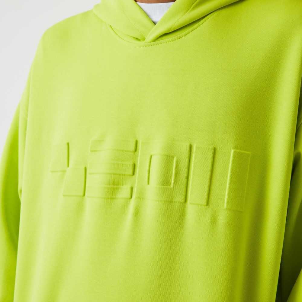 Yellow Lacoste Loose Fit Hooded Sweatshirt | KGDRZI-708