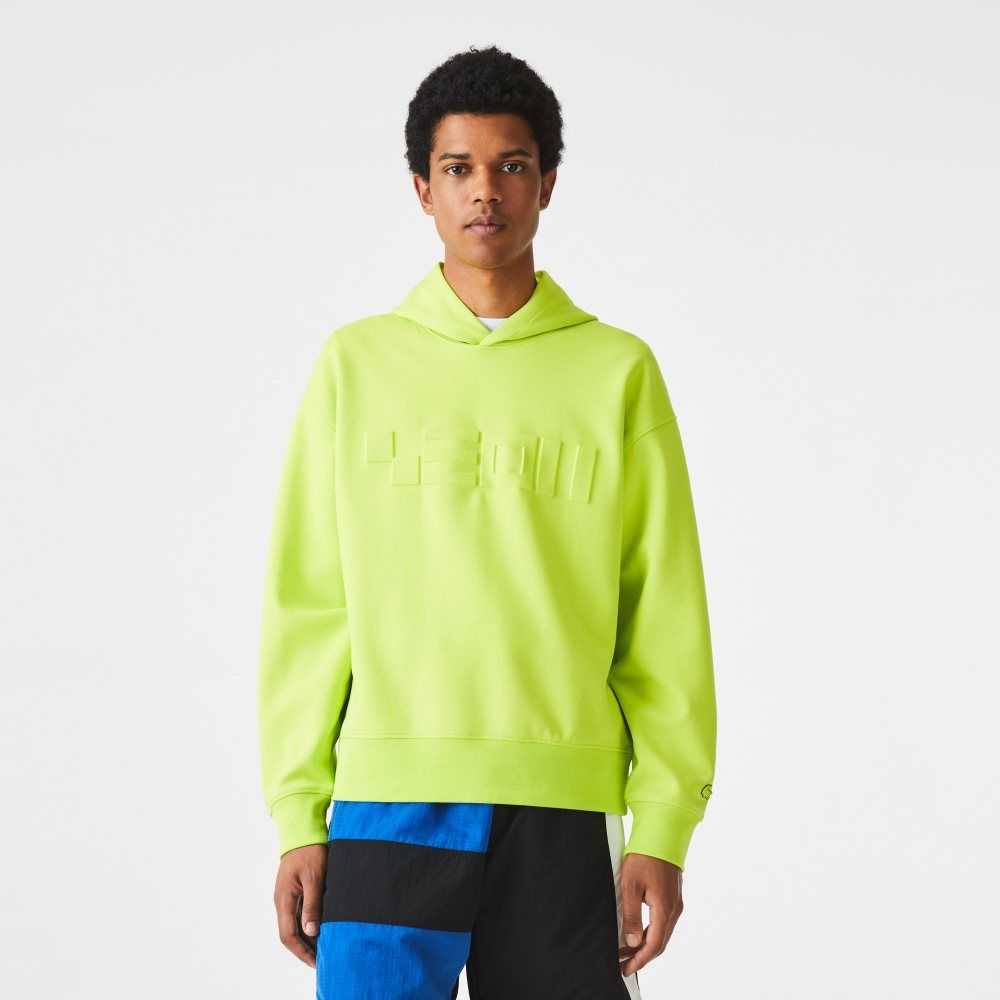 Yellow Lacoste Loose Fit Hooded Sweatshirt | KGDRZI-708