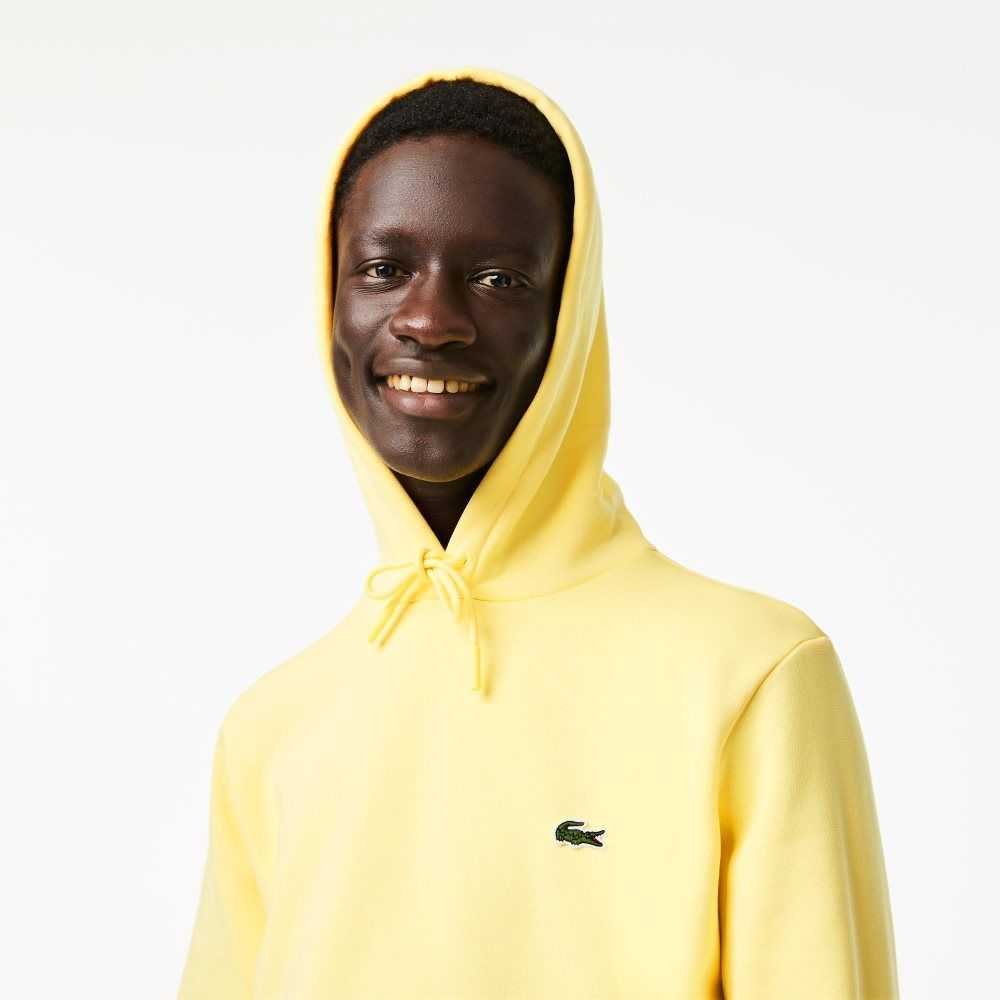 Yellow Lacoste Organic Cotton Hooded Sweatshirt | FJHUCR-127